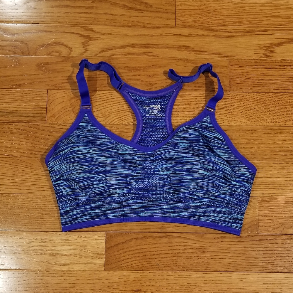 Danskin blue/green adjustable thin strap athletic sports bra M